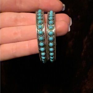 Turquoise Beaded Hoop Earrings